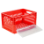 Plastična Euro kutija 400x300x220 mm &ndash; Crvena, perforirana s prednjim otvorom